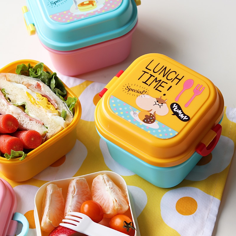 Kid's Cartoon Healthy Plastic Lunch Box