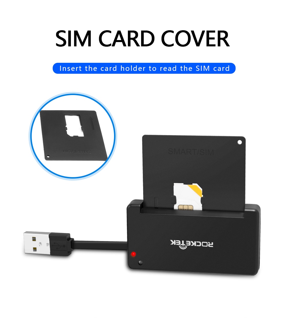 Rocketek USB 2.0 Smart Card Reader CAC ID,Bank card,sim card cloner connector cardreader adapter pc computer laptop accessories