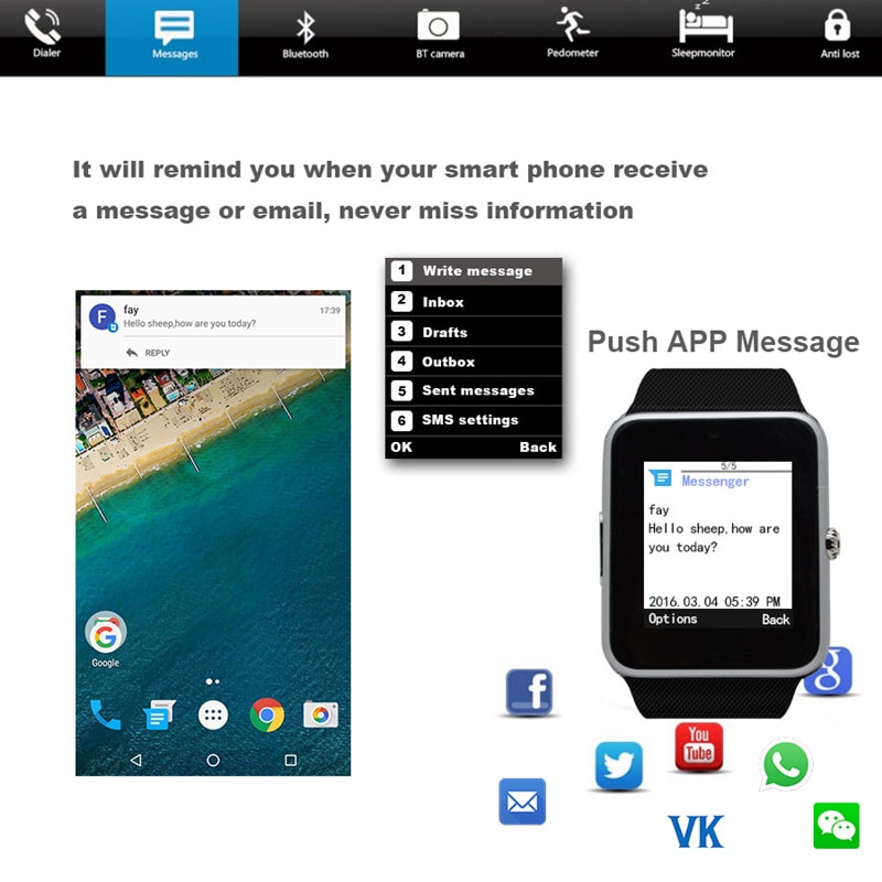 Smart Watch GT08 Clock Sync Notifier Support Sim TF Card Bluetooth Connectivity Android Phone Smartwatch Alloy Smartwatch
