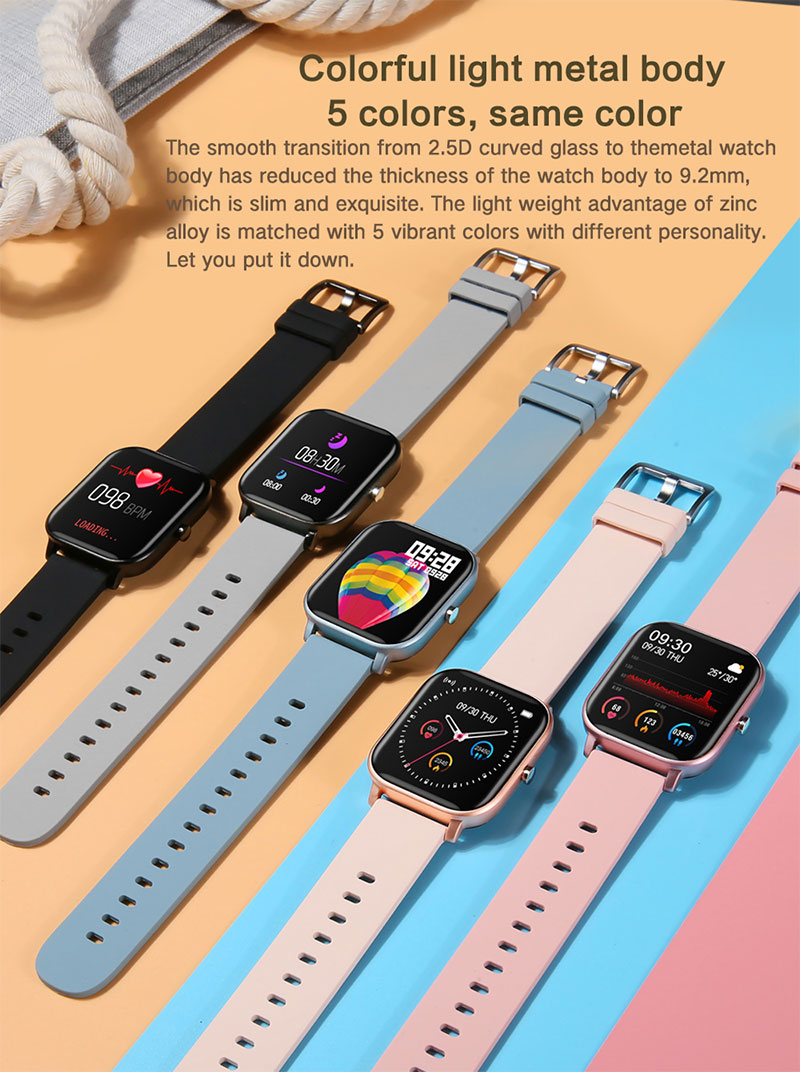 P8 Smart Watch Men Women IP67 Waterproof Fitness Tracker Sport Heart Rate Monitor Full Touch Smartwatch for Amazfit Gts Xiaomi