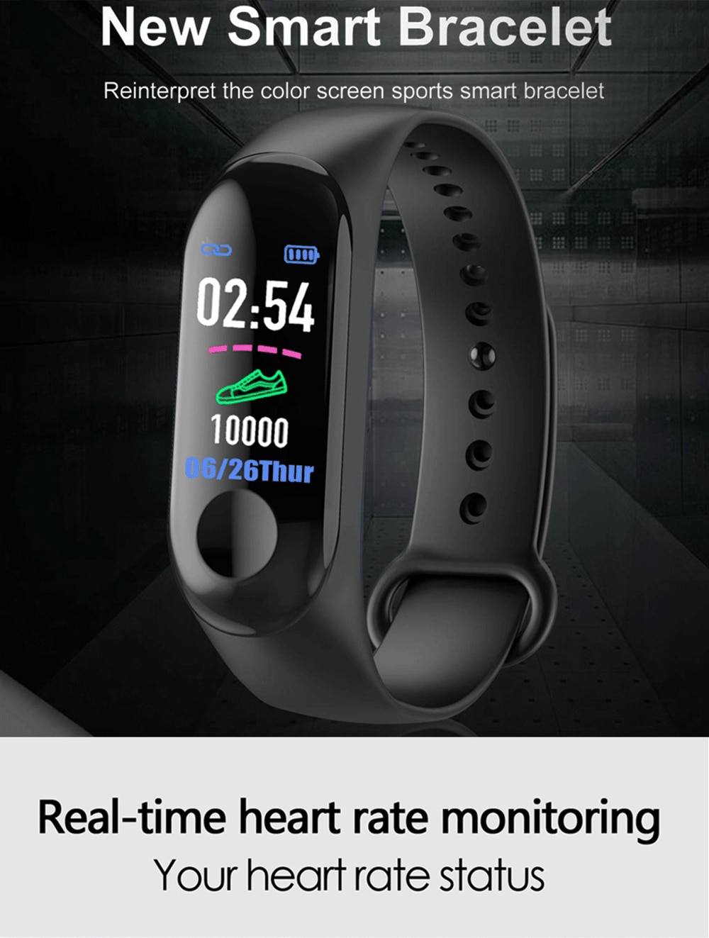 Rovtop M3 Plus Bluetooth Smart Watch Heart Rate Blood Pressure Health Waterproof Watch M3 Pro Wristband Fitness Tracker Watch