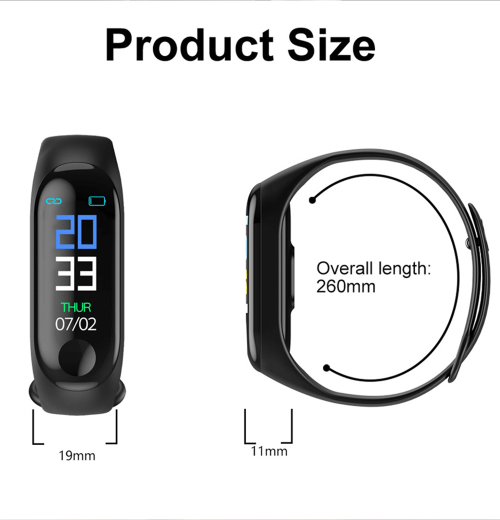 Rovtop M3 Plus Bluetooth Smart Watch Heart Rate Blood Pressure Health Waterproof Watch M3 Pro Wristband Fitness Tracker Watch