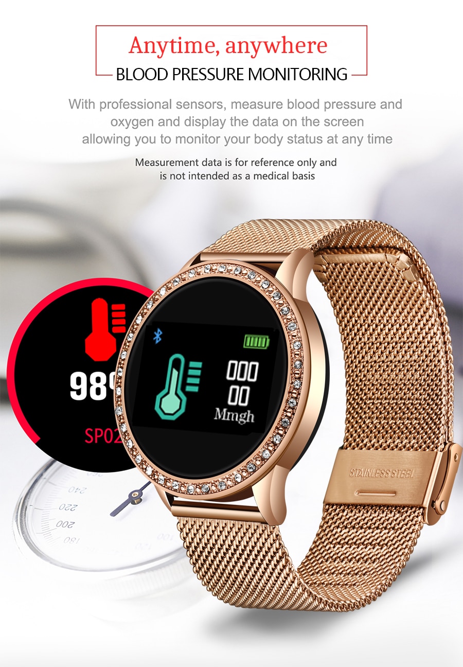 LIGE Ladies Smart Watch Women Blood Pressure Heart Rate Monitor Fitness tracker Sport Smart Band Alarm clock reminder Smartwatch