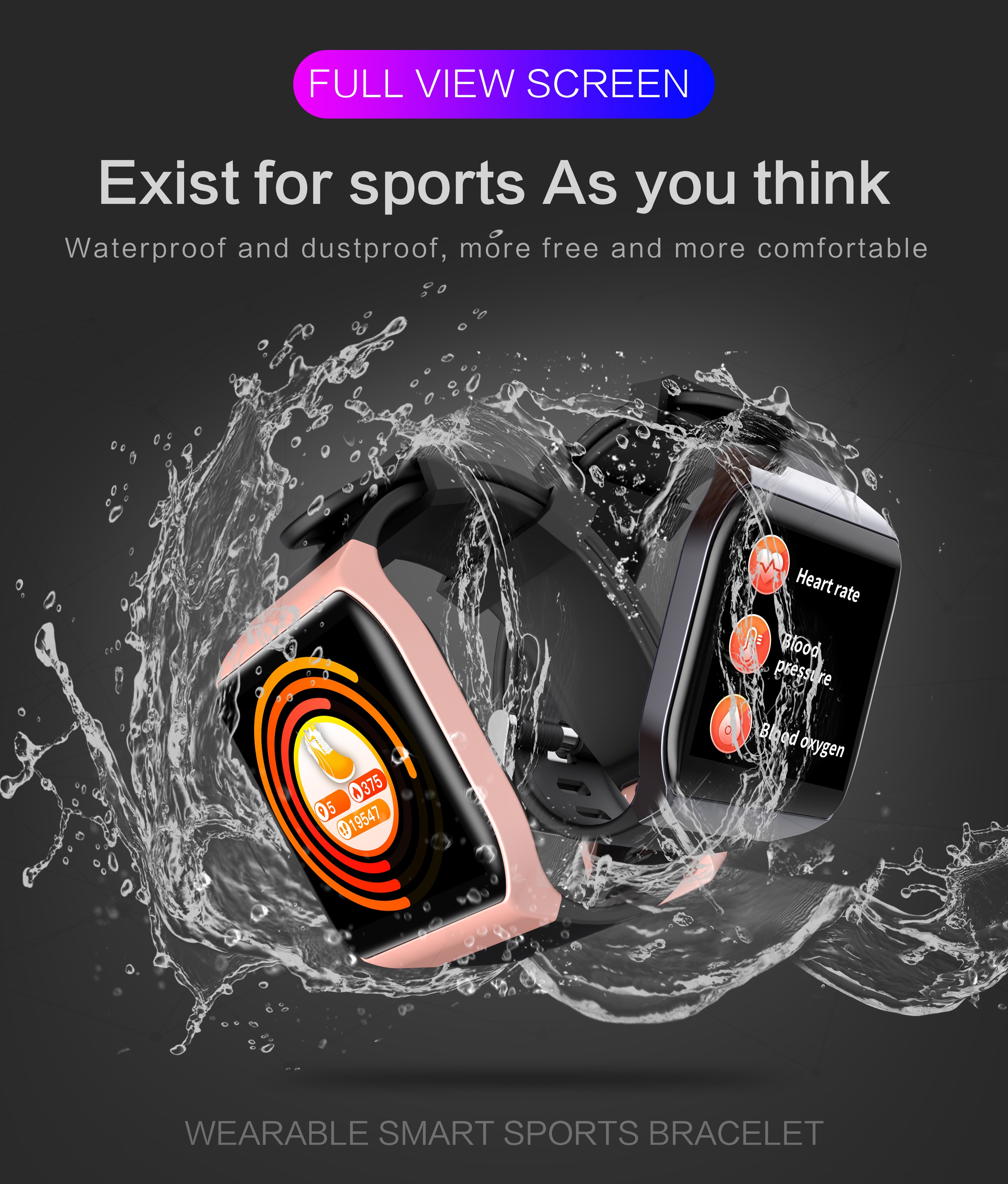 KSUN KSS901 Smart Bracelet Band With Heart rate Monitor ECG Blood Pressure IP68 Fitness Tracker Wrisatband Smart Watch