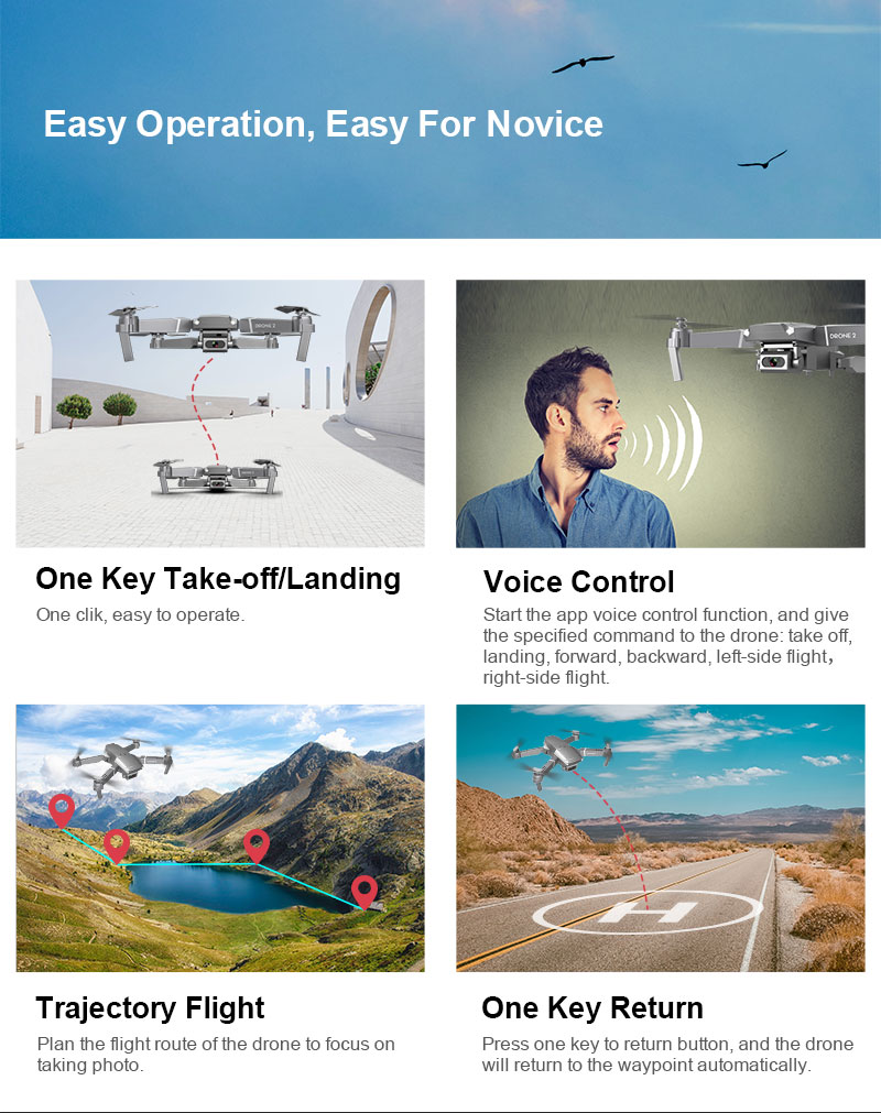 2020 NEW E68 Drone HD wide angle 4K WIFI 1080P FPV Drones video live Recording Quadcopter Height To maintain Drone Camera Toys