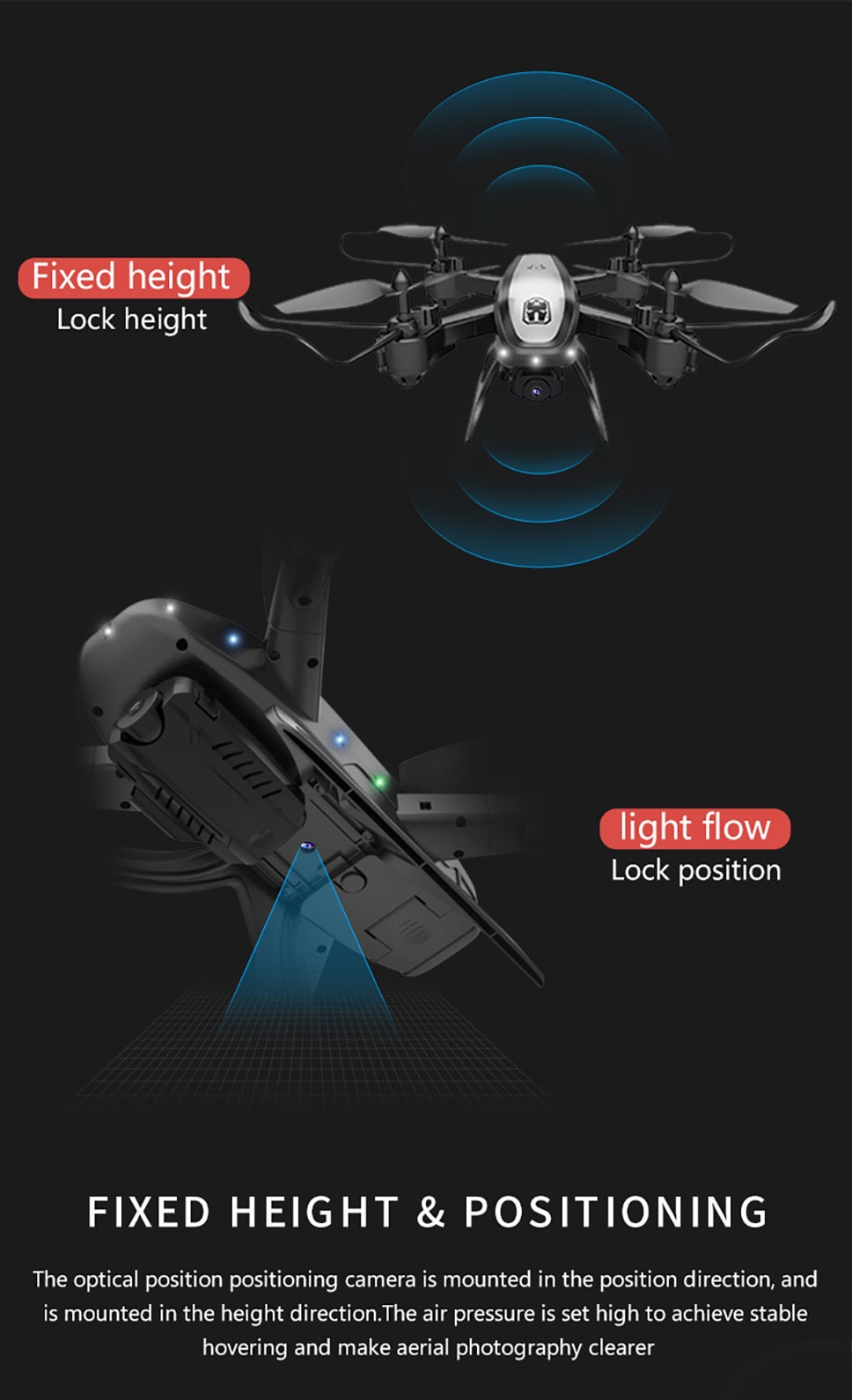 Drone KY909 HD 4K WiFi video live fpv drone light flow keep height quad-axis aircraft one-button take-off drone with camera