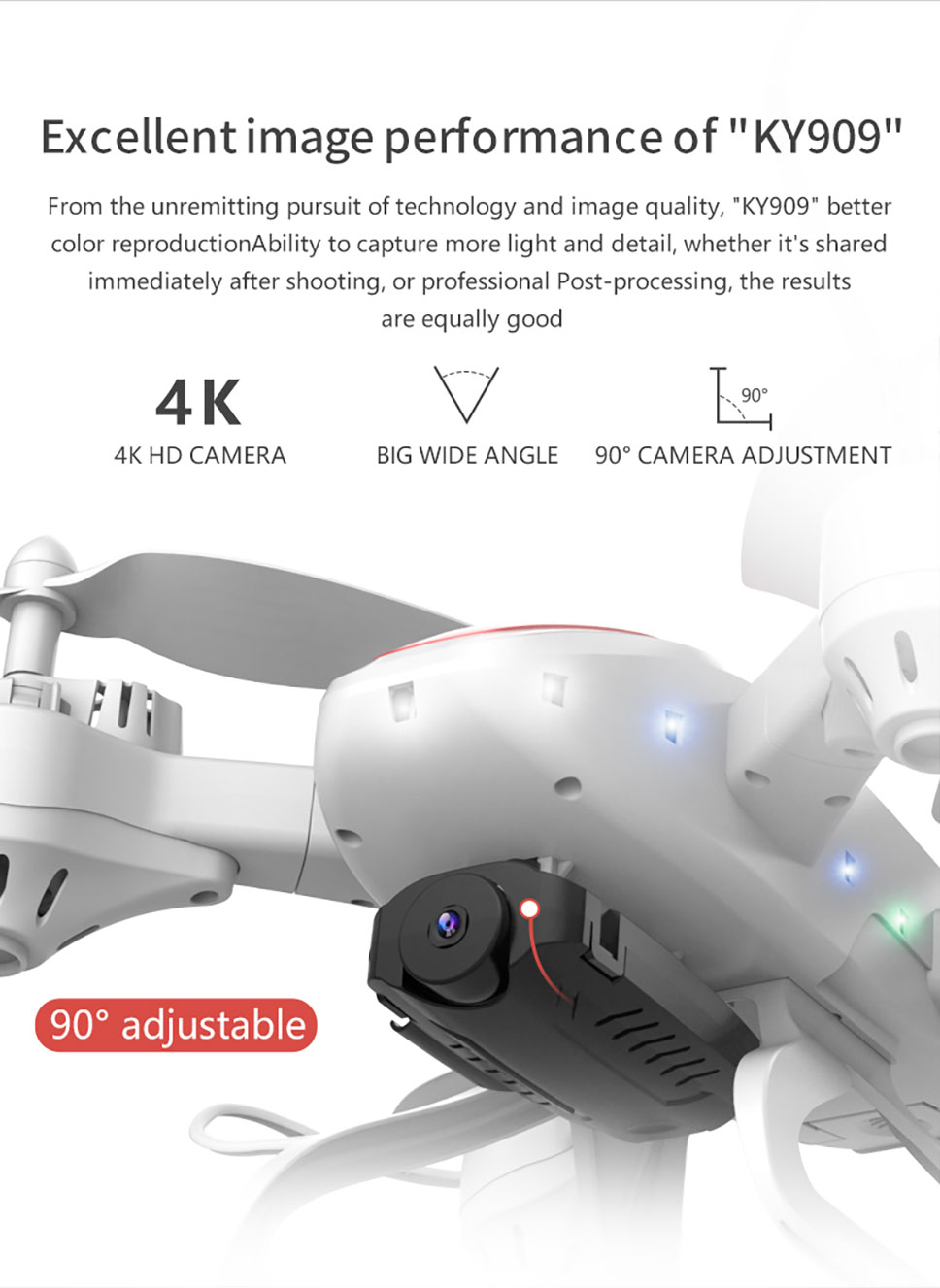 Drone KY909 HD 4K WiFi video live fpv drone light flow keep height quad-axis aircraft one-button take-off drone with camera